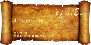 Ürge Erik névjegykártya